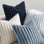 MIULEE Faux Fur Plush Decorative Throw Pillow Covers 18x18, Navy Blue - Image 5