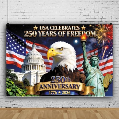 10x8ft American Flag Backdrop Patriotic 4Th of July Independence Day US Decorations Background National Veterans Day Retirement Memorial Day Birthday Cake Table Banner Photo Booth - Image 2