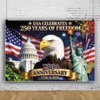 20x10ft 4Th of July Backdrop American US Flag Independence Day Decorations Background National Veterans Day Retirement Party Memorial Day Birthday Party Cake Table Banner Photo Booth - Image 2