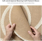 Round Burlap Placemats Set of 12 Jute Rustic Place Mats for Dining Tables Heat Resistant Natural Farmhouse Table Mats Decor for Thanksgiving (Brown lace) - Image 3