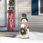 Glitzhome 36" H Wood Metal Christmas Snowman Porch Décor with Floral Wreath Standing Snowman Merry Christmas Porch Welcome Sign Holiday Party Outdoor Indoor Xmas Decorations - Image 7