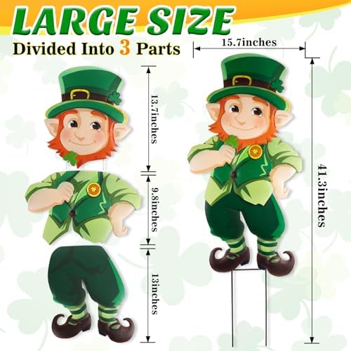 St. Patrick's Day Yard Signs Leprechaun Garden Stakes, 41.3" H Metal St. Patrick's Day Decorations Outdoor, Decorative Irish St. Patrick's Day Garden Sign for Home Party Yard Lawn Patio Porch Decor - Image 2