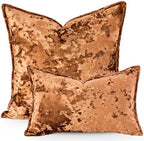 Premium Series, Crushed Velvet Throw Pillow Covers, Luxury Thick Cushion Cases for Home Decor, Burnt Orange, 12x20 Inch, Covers Only - Image 2