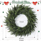 32'' Extra Large Cedar Wreath for Front Door, Faux Christmas Door Wreath - Image 4