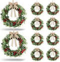 8 PCS Christmas Mini Cabinet Wreath for Kitchen with Ribbon Artificial Eucalyptus Cedar Hanging Garland with Red Whilt Berries Pine Cones for Swag Table Centerpiece Door Window Chair Wall Winter Decor by Unknown