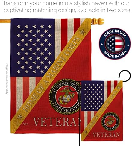 Home of Marine Corps Burlap Garden Flag - Set Wall Holder Armed Forces USMC Semper Fi United State American Military Veteran Retire Official - House Banner Small Yard Gift Double-Sided 13 X 18.5 - Image 4