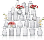 Glass Bud Vase Set of 24, Small Flower Vases, Glass Vases for Centerpieces, Vintage Home Table Decorations Bud Vases (24 Pcs, Clear) by BJONKZ