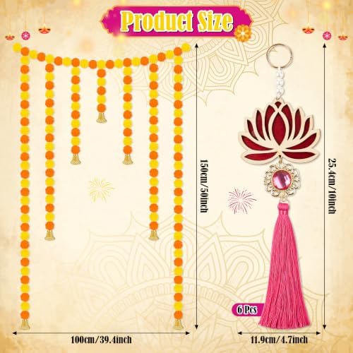 H1vojoxo Diwali Decorations for Home with Marigold Garland Lotus Hangings - Image 2