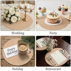 50 Pcs Round Burlap Placemats Set, 12 Inch Natural Jute Table Mats with Polyester Lining, Washable Rustic Table Decor for Dining, Kitchen, Wedding, Party, Indoor and Outdoor Use (Beige) - Image 6