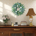 Petalivebloom 22-Inch Eucalyptus Wreath with White Flowers, Front Door - Image 5