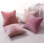 MIULEE Aesthetic Pink Throw Pillow Covers 18x18 Inch Set of 4 Spring Decorative Coquette Cushion Cases Cute Gradient Pillow Cases Corduroy Home Decor for Couch Sofa Living Room Bed Valentine Decor - Image 3