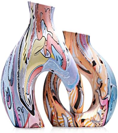 Ceramic Flower Vases Set of 2, Centerpieces for Tables by TZIZO by TZIZO
