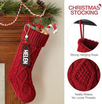 Hommtina Christmas Stockings, Personalized Christmas Stockings 18 Inches Large Size Cable Knitted Stocking Gifts (6pcs red&Green) - Image 3