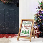 Glitzhome Decorative A-Frame Free Standing Sign - Wood Christmas Tree Sign Welcome Sign for Rustic Hanging Decor, 24'H by Glitzhome
