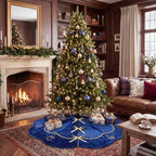 Blueweenly Navy Blue Velvet Christmas Tree Skirt 48 in Vintage Tree Skirt - Image 4