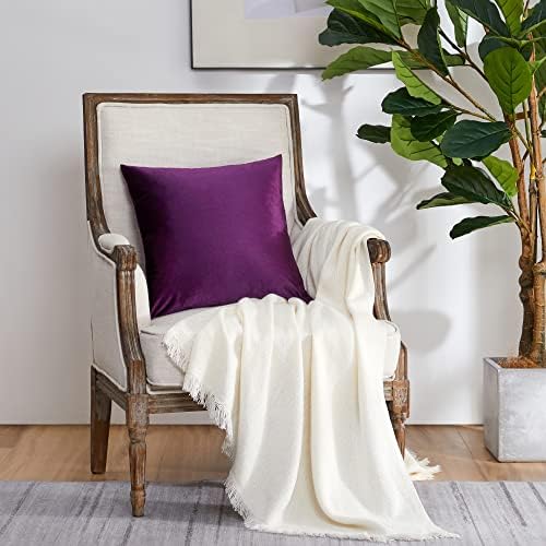 GIGIZAZA Purple Velvet Decorative Throw Pillow Covers Cushion Cover Set of 4 Luxury Pillow Cases for Sofa - Image 7