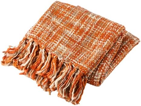 BATTILO HOME Orange Throw Blanket for Couch,50"x60" by BATTILOHOME