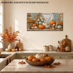 WAXWHELK Pumpkin Fall Canvas Wall Art, Barn Pumpkins Flowers Door Harvest Painting Pictures Rustic Farmhouse Artwork for Home Decor, Autumn Thanksgiving Prints (24"x47") - Image 3