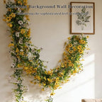4 Pcs Faux Flowers Garland Plant, Artificial Vines Hanging Flowers Leaves Greenery Garland for Wedding Backdrop Arch Wall Decor, 6 Feet/pcs UV Resistant Indoor Outdoor - Image 2