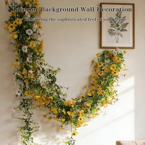 4 Pcs Faux Flowers Garland Plant, Artificial Vines Hanging Flowers Leaves Greenery Garland for Wedding Backdrop Arch Wall Decor, 6 Feet/pcs UV Resistant Indoor Outdoor - Image 2