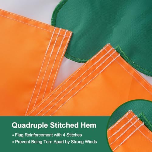 SYII Ireland Shamrock Flag 5x8 Ft Outdoor, Embroidered Irish Shamrock Flags with 2 Brass Grommets, Heavy Duty 210D Polyester Vivid Color for St Patrick's Day Decor - Image 4