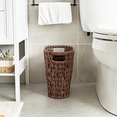 GRANNY SAYS Bedroom Trash Can, Wicker Waste Basket for Bathroom, Brown - Image 4