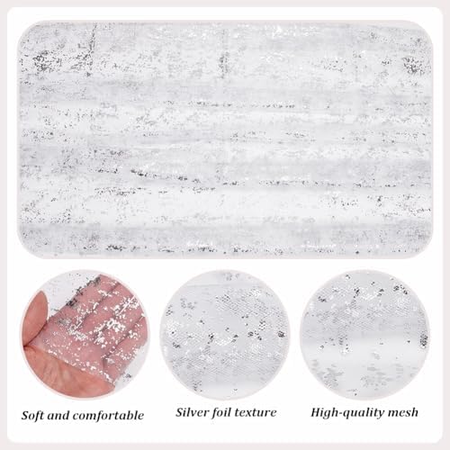 10 Pcs White Silver Gauze Table Runner, 28x118 Inch Sheer Glitter Metallic Foil Mesh Table Runner for Birthday Party Wedding Anniversary Christmas - Image 3