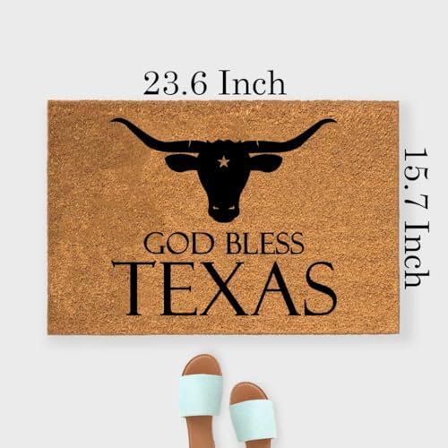 Funny The Entrance Way Outside Personalized Rug with Heavy-Duty Non Slip Outdoor Coconut Coir Doormat Pets Lover Gift 23.6 x 15.7 inch (Bless Texas) - Image 2