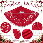 Fanfanwin Velvet Christmas Tree Skirt 48'' Double Sided Red Green Vintage - Image 3