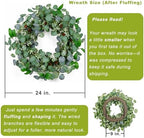Summer Wreaths for Front Door, 24 in, Eucalyptus Leaf, White Berry - Image 4