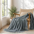 EverGrace Chenille Knit Throw Blanket for Couch, 50"x60", Dusk Blue by EVERGRACE