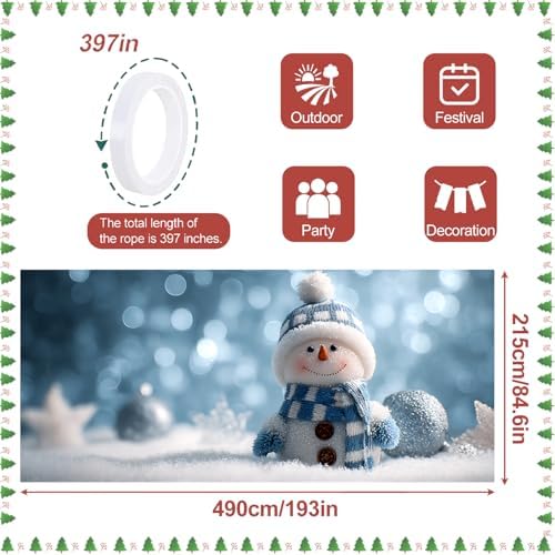 Christmas Garage Door Banner 7x16FT Snowman Winter Scene, Cute Holiday Garage Door Cover for Outdoor Xmas Decorations & Driveway Displays - Image 4
