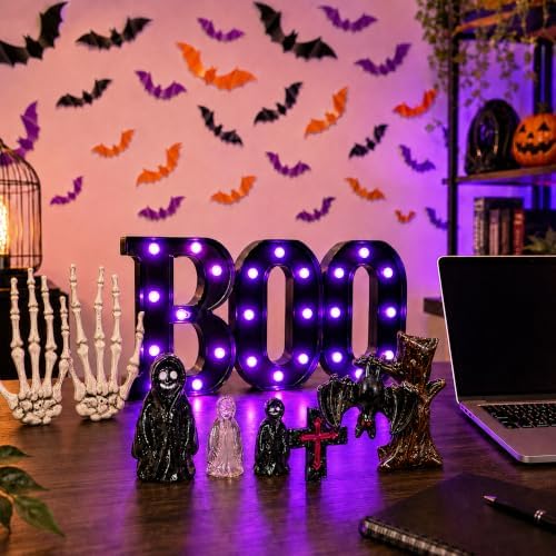 82Pcs Halloween Decorations Set, LED BOO Light, 3D Bats, Skeleton Hands - Image 4