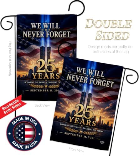 25 Year 9/11 We Will Never Forget Flag Stand Kit Wall Decor Home Tapestry Poster Patriot Day Decor Memorial Gifts Memorabilia Home Decorations September 11 Garden Remembrance Tribute - Image 3