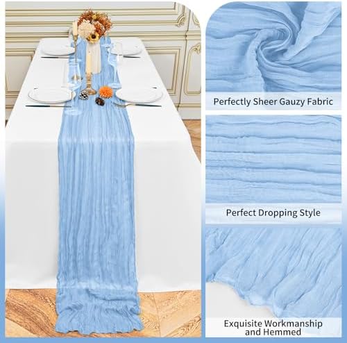 12 Pack Light Blue 10Ft Cheesecloth Table Runner - Image 3