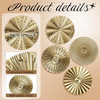 Hicarer 4 Pcs 12 Inch Gold Metal Wall Art Decor Modern Sunburst Decor - Image 3