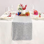 Silver Table Runner 10 Packs 12x72 Inch Sequin Glitter Table Runner for Rectangle Tables for Birthday Banquet Wedding Baby Shower Party Decorations - Image 2
