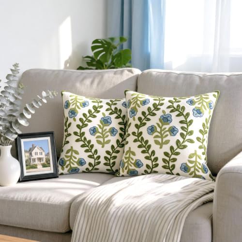 Alysheer Embroidered Decorative Throw Pillow Cover 20"x 20" Set of 2, Blue - Image 7