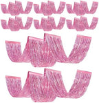 Breling 8 Pcs Iridescent Pink Ceiling Fringe Curtains, Foil Drapes, 15 ft by Breling