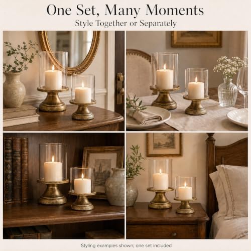Apsways Hurricane Glass Candle Holders for Pillar Candles, Set of 2 - Image 7