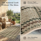 JTJ Easy Jute 3x6 Kitchen Runner Rug, Beige & Sage Plaid, Washable - Image 4