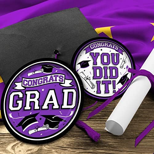 Graduation Party Supplies Dinnerware Set purple Disposable dinner paper plates dessert paper plates and Napkins for Congrats Grad Party Decorations, Serve 50 - Image 4