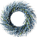 26 Inch Spring Wreaths for Front Door, Large Artificial Forsythia Flowers Wreath, Spring Summer Floral Wreath All Season for Home, Wall, Window, Porch, Wedding, Farmhouse Decor (Blue) by Bibelot
