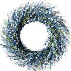 26 Inch Spring Wreaths for Front Door, Large Artificial Forsythia Flowers Wreath, Spring Summer Floral Wreath All Season for Home, Wall, Window, Porch, Wedding, Farmhouse Decor (Blue) by Bibelot