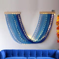 Macrame Fairy Lights Battery Operated with Remote & Timer, Blue Gradient by OakHaomie