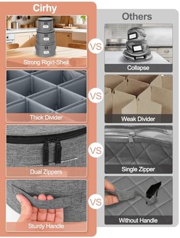 Cirhy Rigid China Storage Containers, Mug & Cup Organizer,5-Piece Set,Grey - Image 3