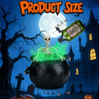 Halloween Decorations Indoor, Large Cauldron Halloween Decor with Magic Floating Potion Bottles Fog Diffuser Spooky Skeletons, Spooky Vintage Black Witches Plastic Bowl for Home Table Mantel Party - Image 2