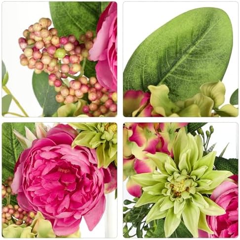 Spring Summer Wreath for Front Door with Large Peonies, Hydrangeas, Dahlias for All Seasons Indoor Outdoor Use, 20" Silk Floral Wreath Spring Summer Decorations for Home, Porch, Wall, Wedding Decor - Image 2