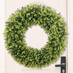 HUZIYAHAN 32 Inch Extra Large Boxwoods Green Spring Artificial Wreath for Front Door, Year Round Spring Summer Winter Wreaths for Wall Window Porch Home Farmhouse Outdoor Outside Indoor Decorations by HUZIYAHAN