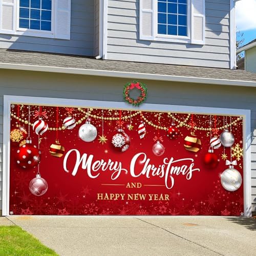 WovWeave Christmas Ball Garage Door Cover Banner, 7 x 16 ft - Image 4